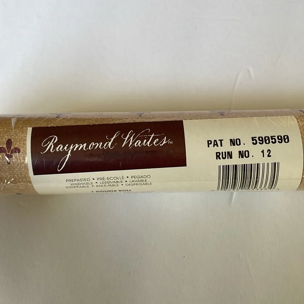 Raymond Waites Tan and Red Fleur-de-Lis Wall Paper
